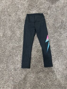 Aviator Nation Black Leggings with Pink & Blue Lightning Graphic
